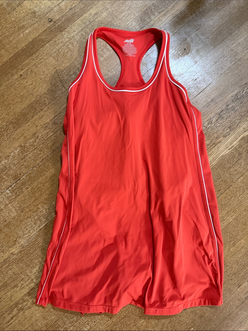 Avia Red Racerback Athletic Tank with White Piping